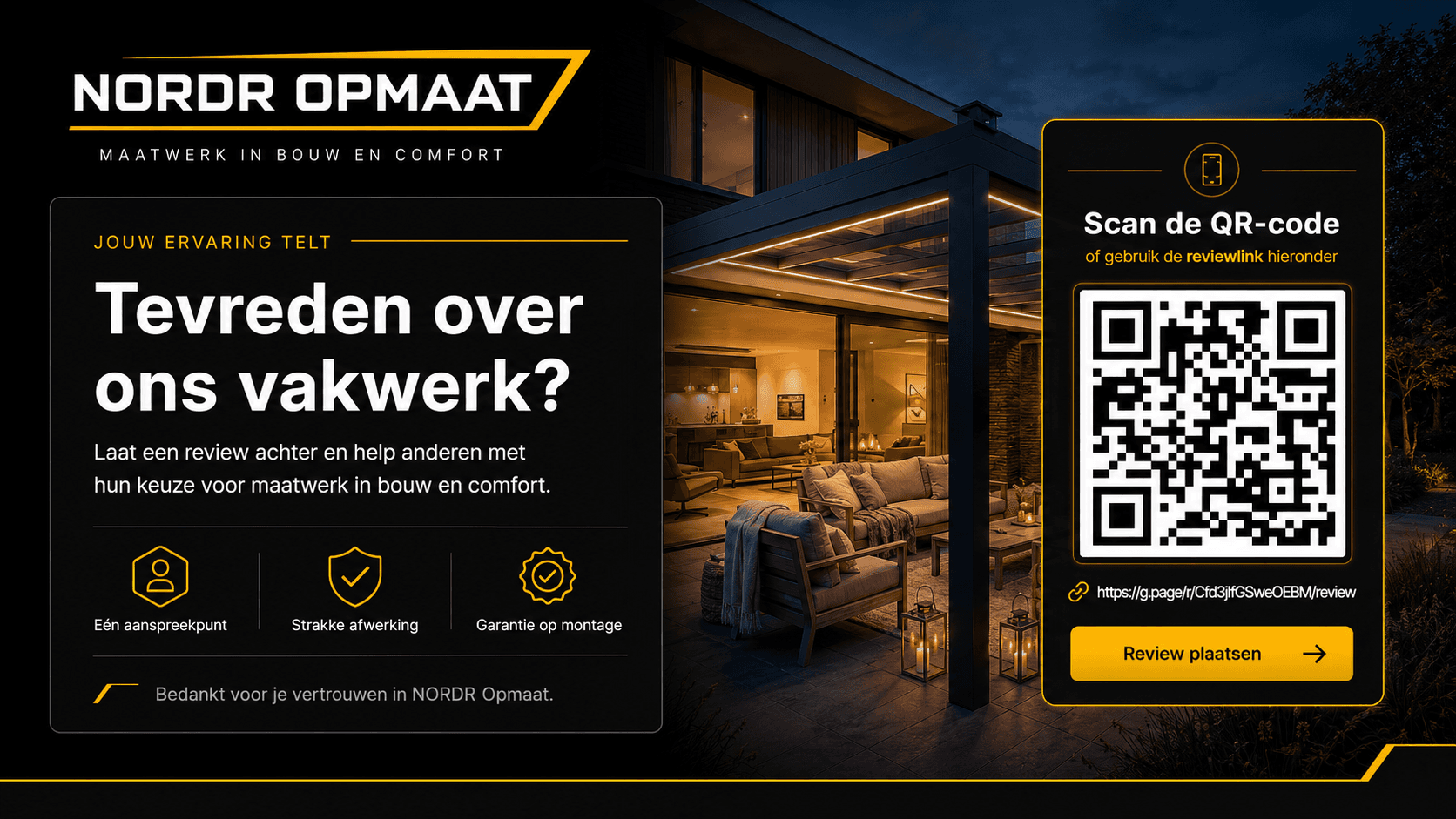 Review achterlaten voor NORDR Opmaat